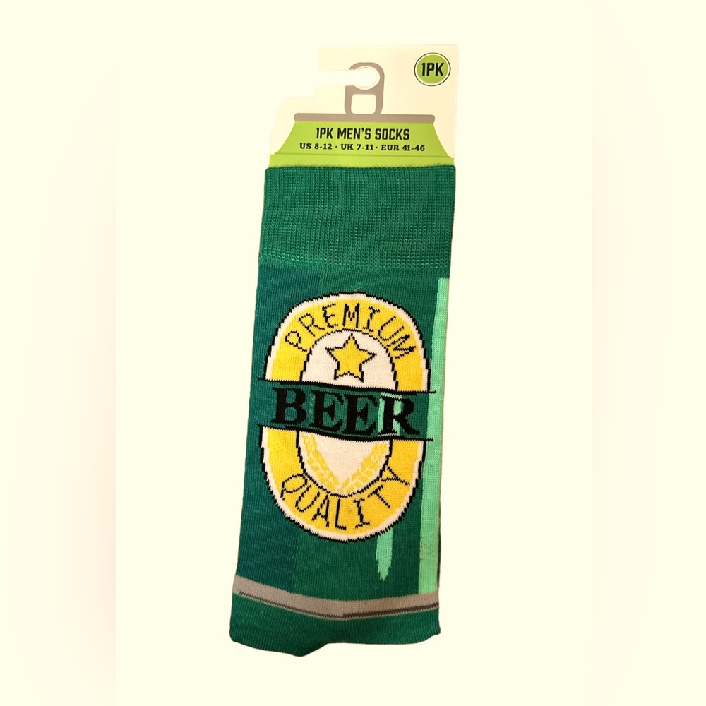 New The Orrsum Sock Co “Beer Premium Quality” green and yellow men’s socks